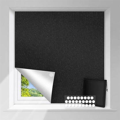 Portable Blackout Window Blind with Self-Adhesive Hook and Loop Straps, No-Drill Polyester Sun Blocker for Travel and Bedrooms, 150 x 200 cm