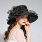 Women's Foldable Organza Wide Brim Sun Hat with Breathable Mesh Design for Beach, Travel and Garden Wear, Black, 56-58 cm