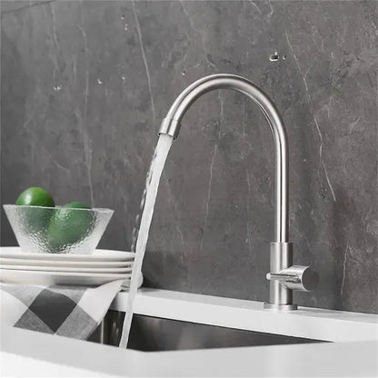 Stainless steel faucet- Single cold water tap, 28 x 17 Overall Size, cold water use, multiple spray modes, Silver Finish