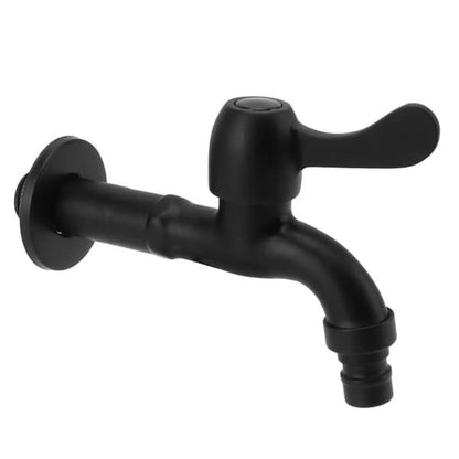 304 stainless steel wall mounted washing machine faucet- long single cold water tap, cold water use, Black Finish