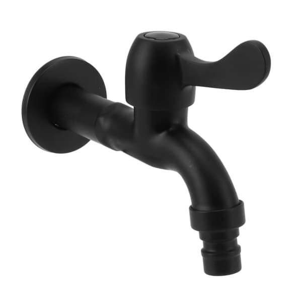 304 stainless steel wall mounted washing machine faucet- long single cold water tap, cold water use, Black Finish