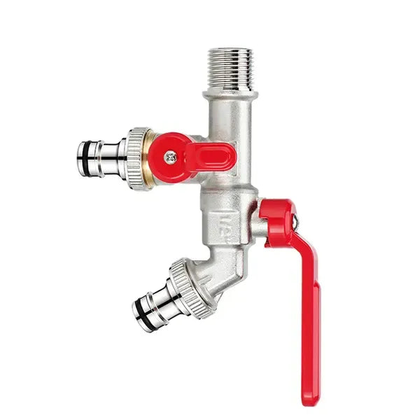 Frost-proof water tap- Outdoor tap with double outlets, leak-resistant use, frost protection, outdoor faucet protection, Silver Finish