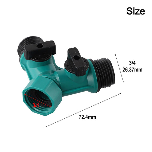 Garden Hose Splitter Y-Type 2 Way Watering Connector 3/4" Outdoor Tap Distributor ABS Plastic Water Flow Control