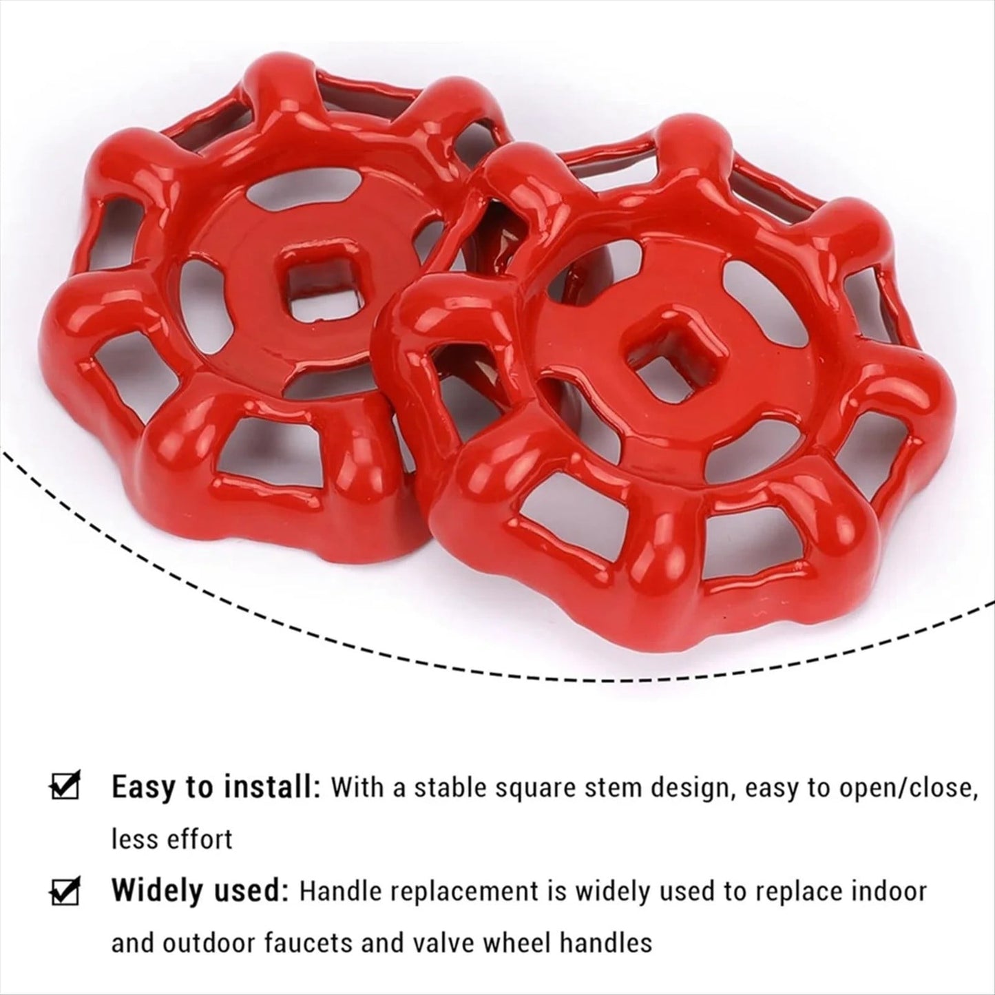 1 Pcs Outdoor Faucet Handle Spigot Handle,Hose Bib Round Wheel Rustproof Water Spigot,Outside Water Valve Replacement Parts Square Stem Hole Faucet Valve Replacement(Z1-Red) Z1-Red