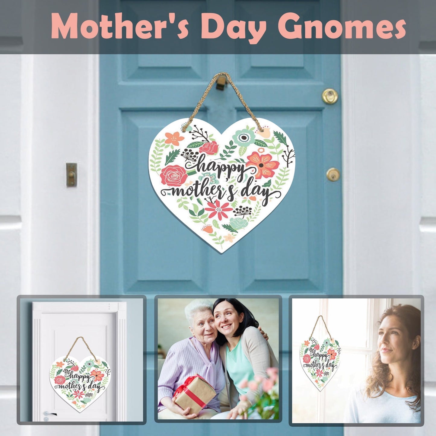 Mothers Day Gifts Mothers Day Gifts for Mom Front Door Welcome Sign - Heart-Shaped Happy Mother'S Day Sign Mothers Day Decorations O