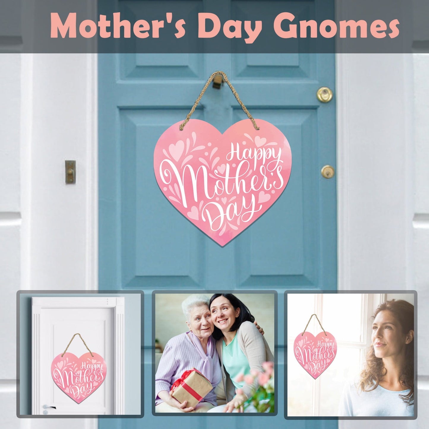 Mothers Day Gifts Mothers Day Gifts for Mom Front Door Welcome Sign - Heart-Shaped Happy Mother'S Day Sign Mothers Day Decorations P