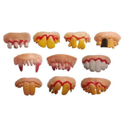 10PCS Ugly Fake Halloween Vampire Fangs Teeth Halloween Decoration Theme Costume Party Favors Vampire Denture Teeth
