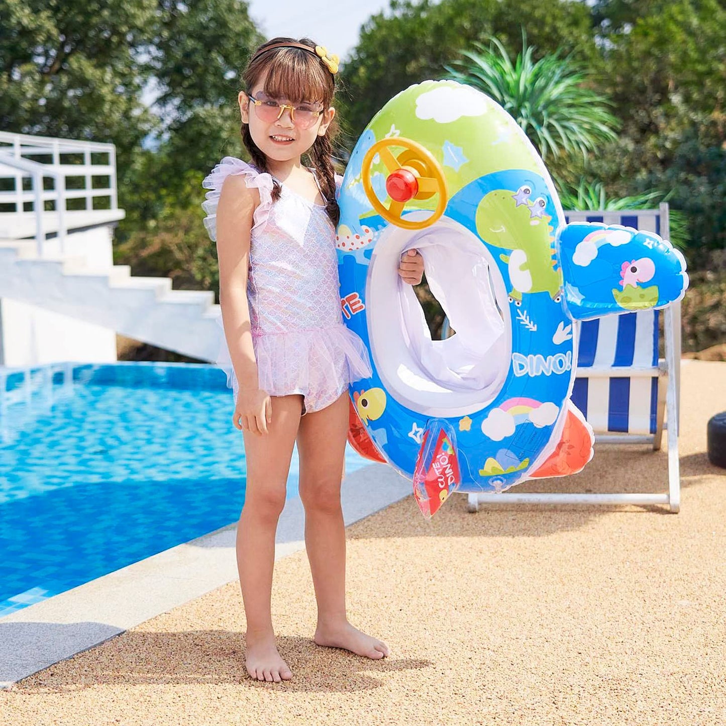 Cute children's inflatable swimming pool float PVC summer swimming float cushion lake boat swimming float