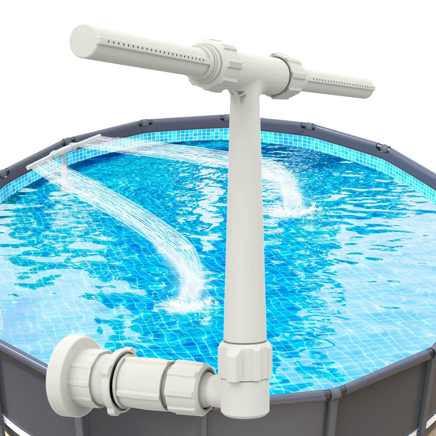 Dual Spray Water Fountains for Above Ground/Inground Pools, 2-in-1 Adjustable Waterfall Pool Sprinkler Fountain for Cooling