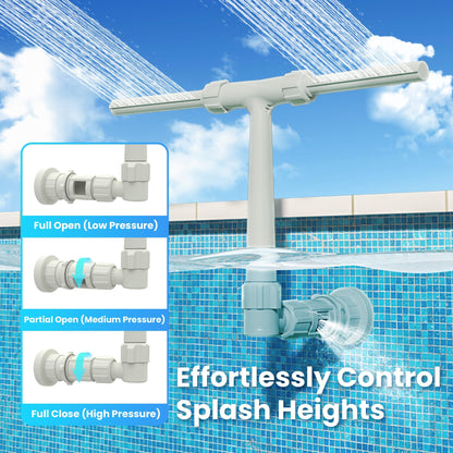 Dual Spray Water Fountains for Above Ground/Inground Pools, 2-in-1 Adjustable Waterfall Pool Sprinkler Fountain for Cooling