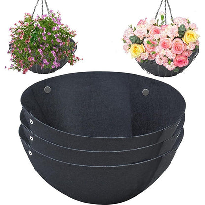 3PCS 16 Inch Round Hanging Basket Liners Fabric Hanging Plant Liners Non-Woven Planter Liners Black Felt Liners Replacement Inserts for Hanging Baskets Outdoor Plants