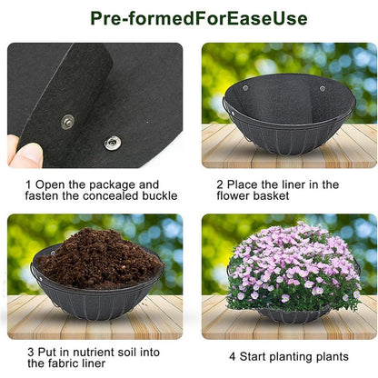 3PCS 16 Inch Round Hanging Basket Liners Fabric Hanging Plant Liners Non-Woven Planter Liners Black Felt Liners Replacement Inserts for Hanging Baskets Outdoor Plants
