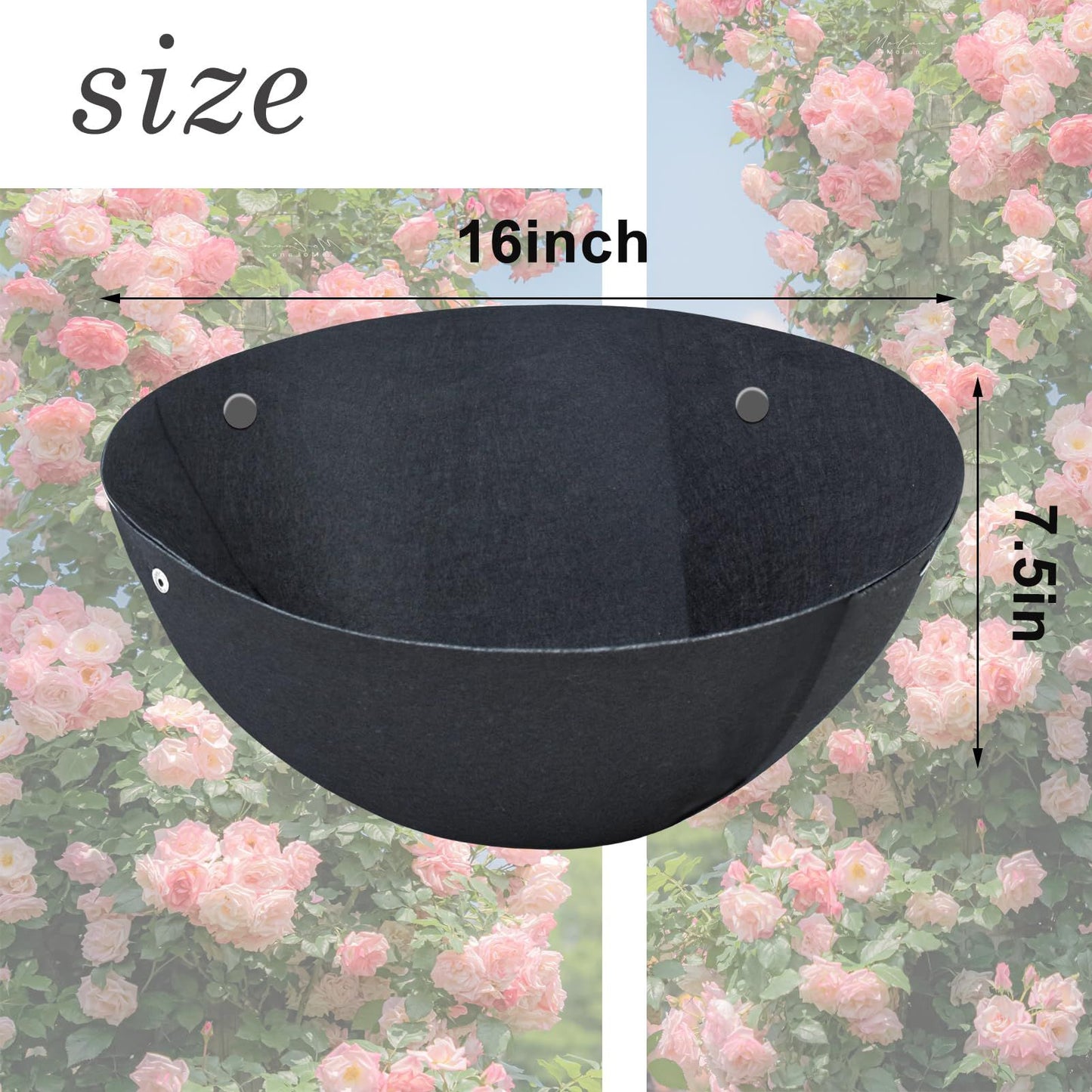 3PCS 16 Inch Round Hanging Basket Liners Fabric Hanging Plant Liners Non-Woven Planter Liners Black Felt Liners Replacement Inserts for Hanging Baskets Outdoor Plants