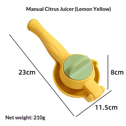 Dual-action Citrus Press, Citrus Juice Press Squeezer for Lemons and Limes with Seed Catcher and Pour Spout, Yellow