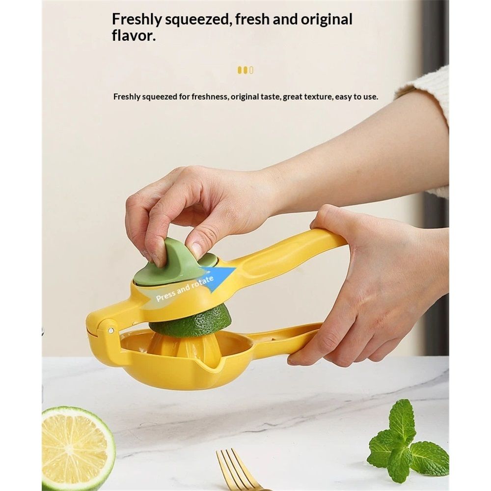 Dual-action Citrus Press, Citrus Juice Press Squeezer for Lemons and Limes with Seed Catcher and Pour Spout, Yellow