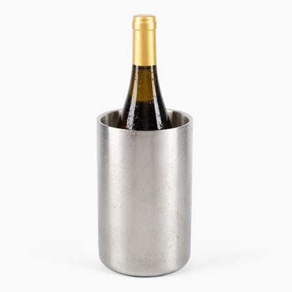 Stainless Steel Double Wall Wine Cooler - Insulated Tabletop Wine Chiller for White Wine & Champagne, Fits Most Standard Sized Bottles（1.6L）
