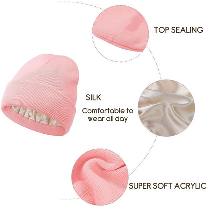 2Pcs Knit Beanie Black 01