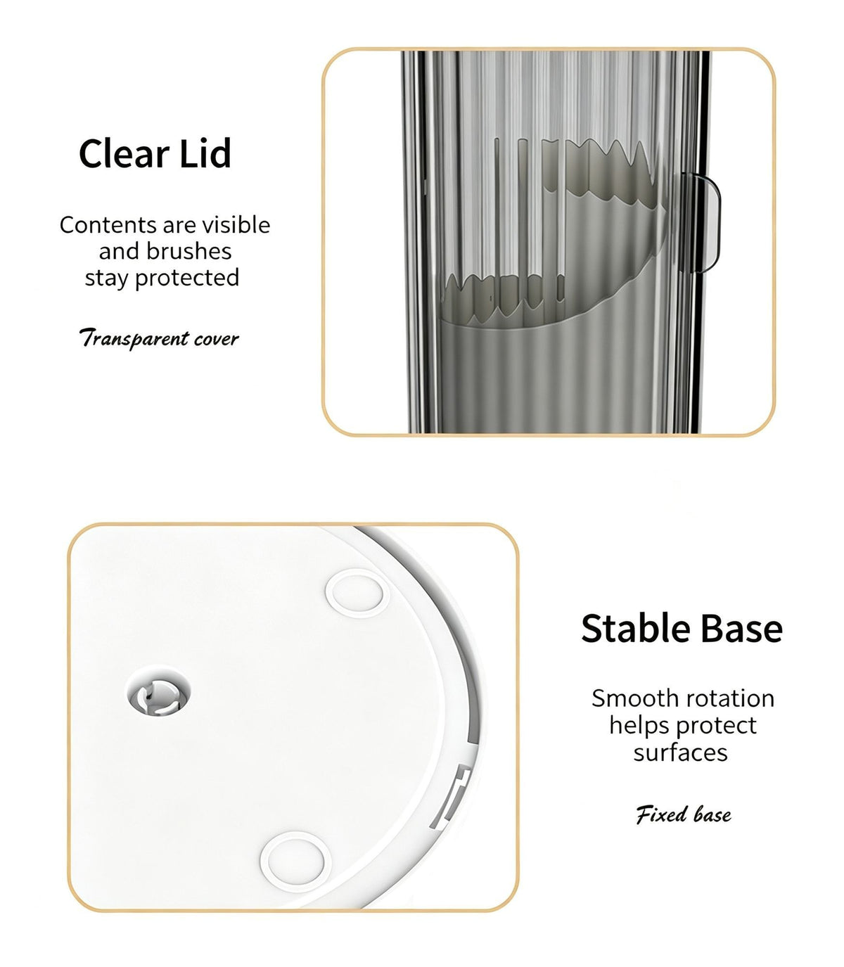 Rotating Birdcage Desk & Vanity Organiser, Dustproof Divided Storage Holder for Cosmetics, Skincare, Stationery, Toothbrushes & Cutlery, Transparent White, Christmas & Halloween Household Gift