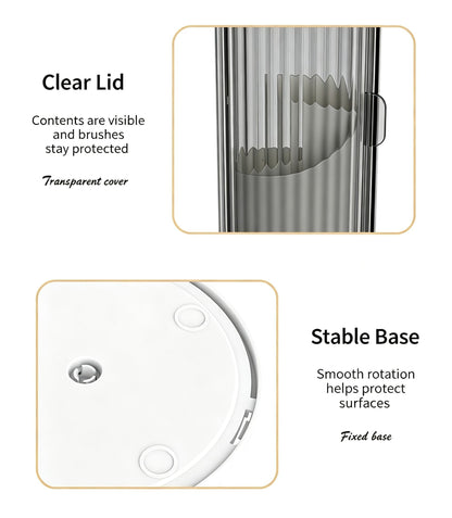 Rotating Birdcage Desk & Vanity Organiser, Dustproof Divided Storage Holder for Cosmetics, Skincare, Stationery, Toothbrushes & Cutlery, Transparent White, Christmas & Halloween Household Gift