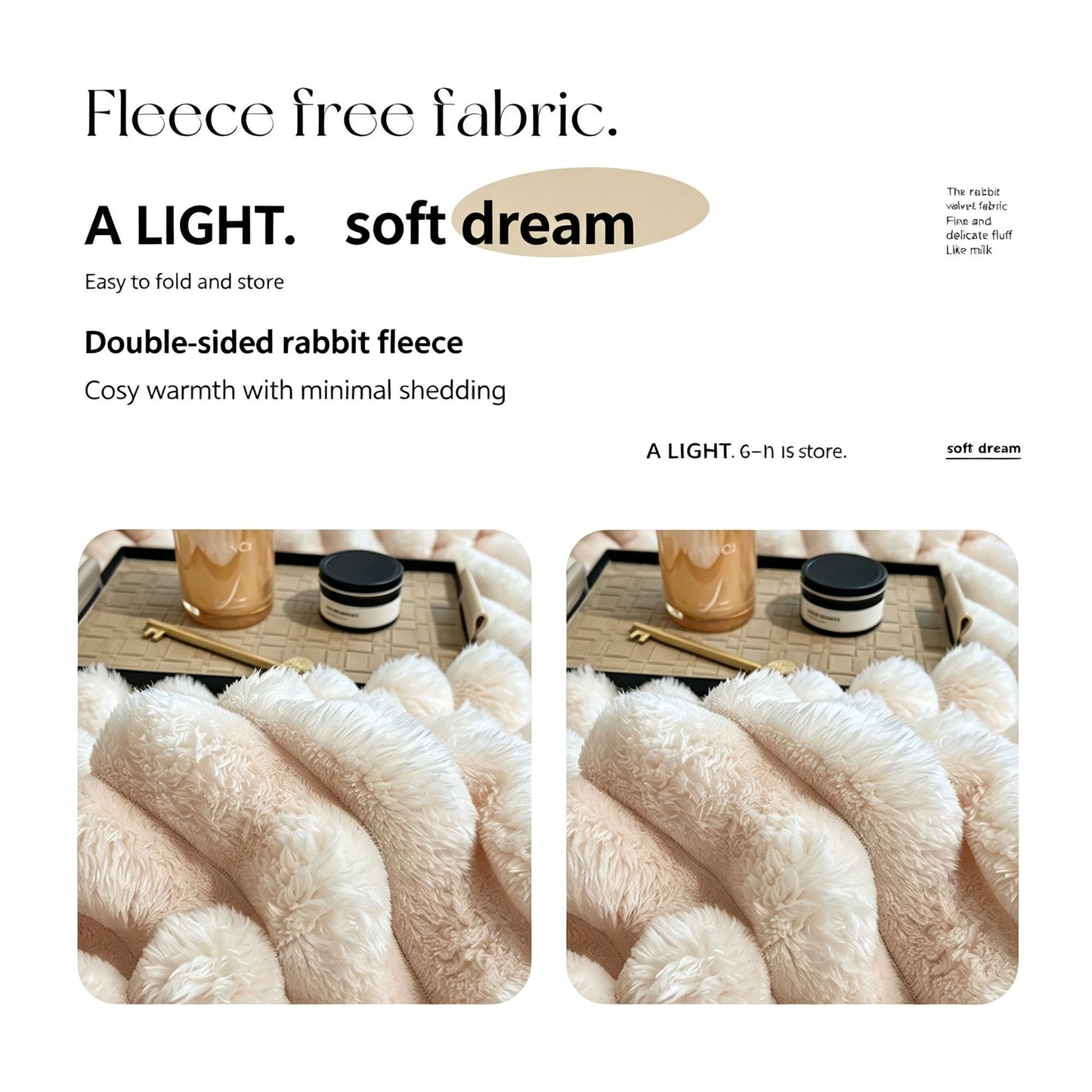 Plush Bunny Fleece Single Wide Blanket Thick Flannel Sofa Nap Throw Off White 180×200cm for Christmas Gifting