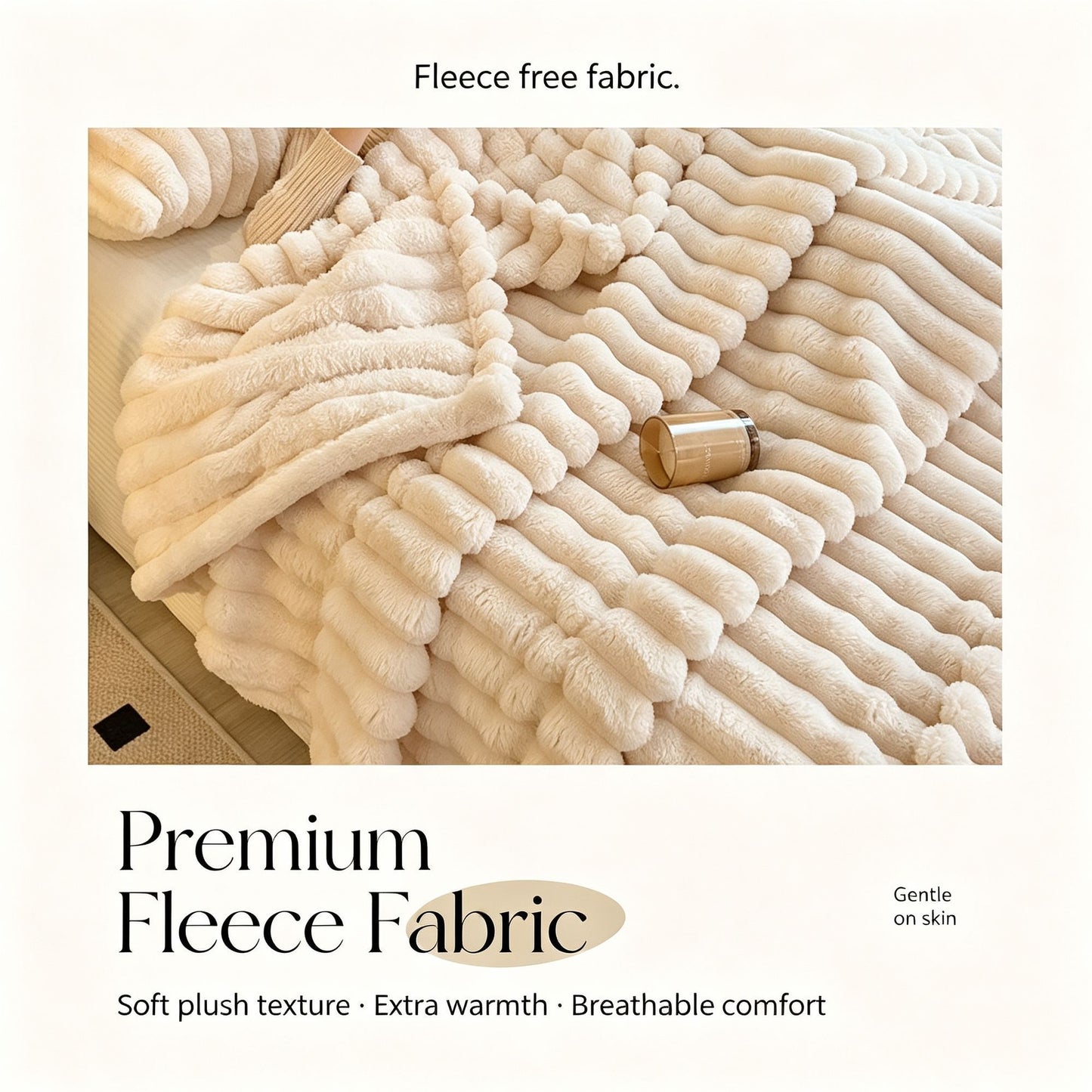 Plush Bunny Fleece Single Wide Blanket Thick Flannel Sofa Nap Throw Off White 180×200cm for Christmas Gifting