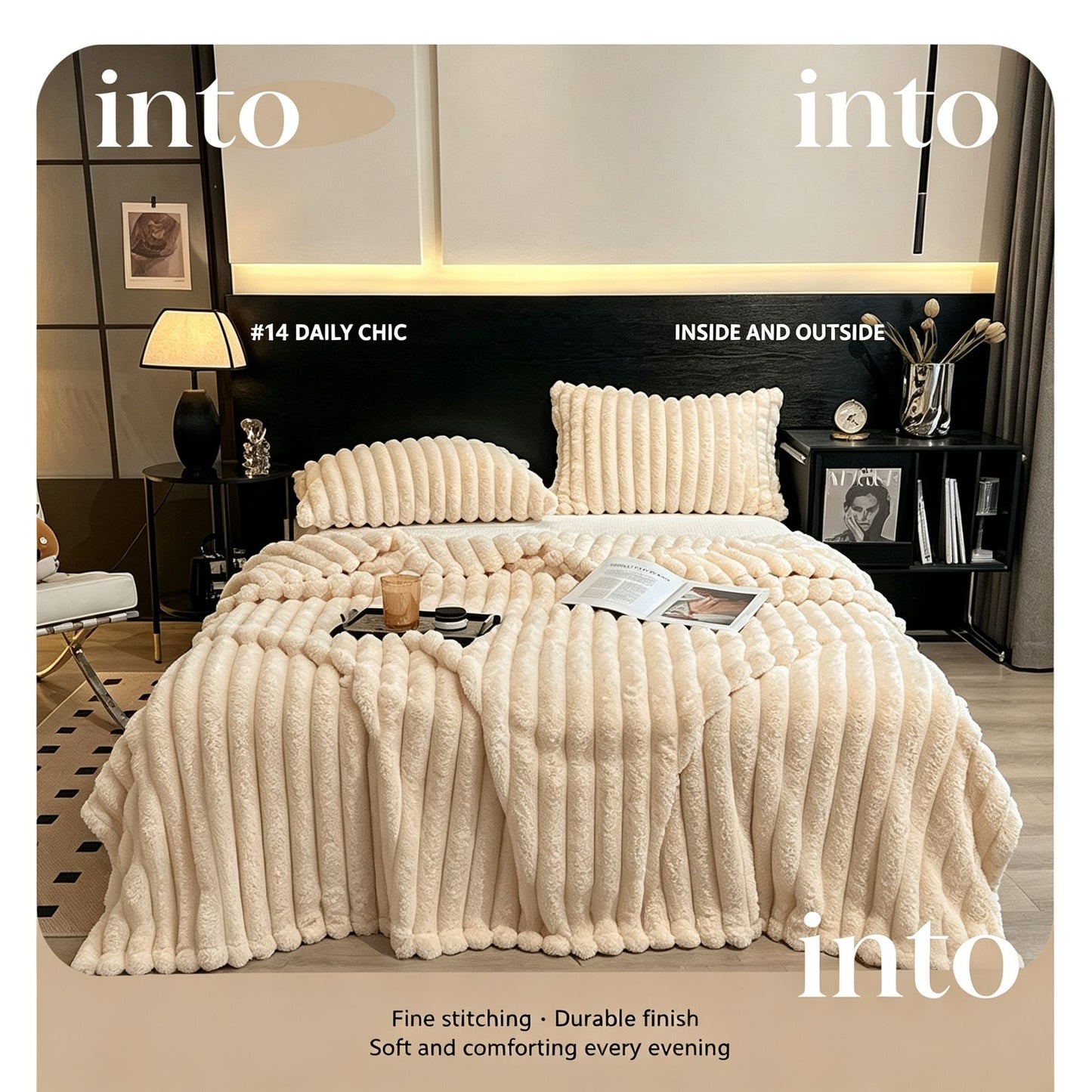 Cozy Rabbit Plush Nap Blanket Thickened Flannel Milk Fleece Office Leg Throw Off White 120×200cm Ideal Christmas Gift