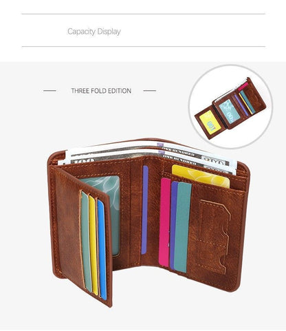 Sleek PU Leather Men Bifold Wallet Classic Short Card Holder Coin Pocket Minimalist Coffee Popular Christmas Holiday Gift