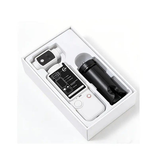 Full HD Handheld Action Camera with 16GB Memory, Portable Pocket Gimbal Camera for Outdoor Travel Vlogging, Featuring a Handheld Gimbal and 1.9-inch Screen.WHITE