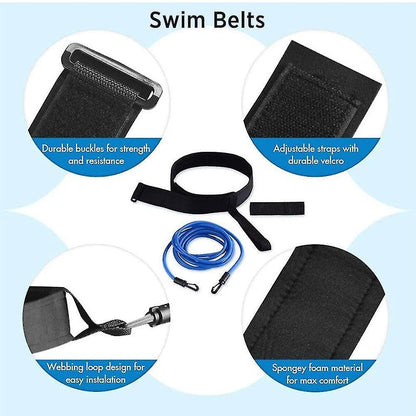 Adjustable swimming belt for pool, swimming resistance belt, swimming belt for pool hanging training, bungee swimming resistance