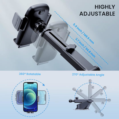 Car Phone Holder [Military Suction] Car Phone Holder 360° Suction Cup Fixed Car Phone Dashboard Portable Car Holder Universal Car GPS_max