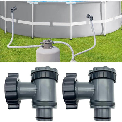 Inlet/Outlet Valve Compatible with Coleman, Intex, Bestway, Above Ground Pool Filter Pump, Pool Pump Replacement Parts, for 1-1/2 Inch Hose (2) Set