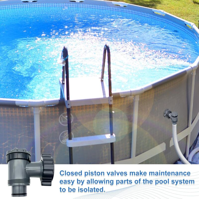 Inlet/Outlet Valve Compatible with Coleman, Intex, Bestway, Above Ground Pool Filter Pump, Pool Pump Replacement Parts, for 1-1/2 Inch Hose (2) Set