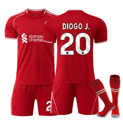 2025-2026 Liverpool Home Kids Adult Football Shirt With Socks No.20 Diogo J. 22