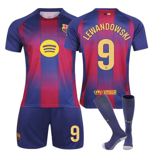 Lewandowski Barcelona Kids Home Shirt 2025-2026, Size 9 NO.9 Adult M