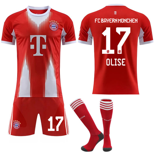 2025-2026 Bayern Munich Home Football Shirt Kids Adult with Socks No.17 OLISE 24