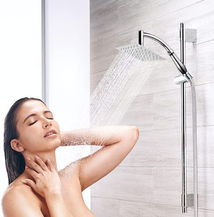 Powerful Rain Shower Head - High Pressure Rain Shower Heads - Large Square Shower Head with Chrome Finish - Universal Replacement Shower Accessories