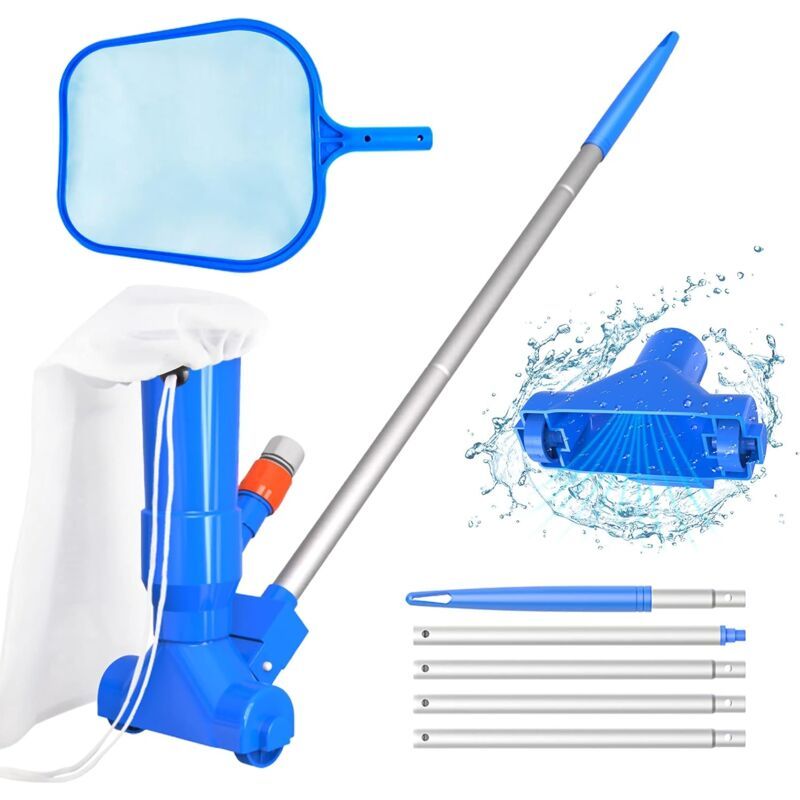 Robot Pool Swimming Pool Maintenance Kit with Vacuum and Pool Skimmer, 5 Handle Handles, Leaf Bag Portable Maintenance Kit for Above Ground Pool, Pond