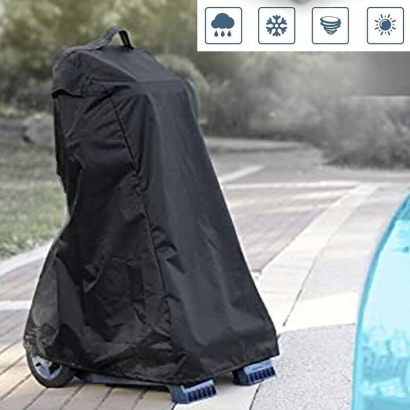 Pool Robot Cover, Garden Pool Cleaner Robot Cover with Handle and Drawstring, Waterproof, 420D Oxford Black, 56 x 66 x 107 cm
