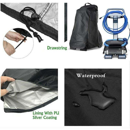 Pool Robot Cover, Garden Pool Cleaner Robot Cover with Handle and Drawstring, Waterproof, 420D Oxford Black, 56 x 66 x 107 cm