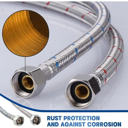 2 Pcs Universal G1 2 Tap Hose, Flexible SUS304 Stainless Steel Connection Hose for Hot and Cold Water Mixer Tap, Kitchen Sink, Bathroom, 600 mm
