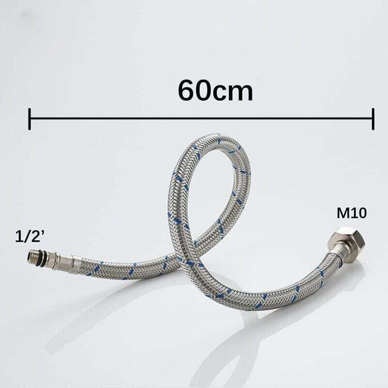 2 Pcs Universal G1 2 Tap Hose, Flexible SUS304 Stainless Steel Connection Hose for Hot and Cold Water Mixer Tap, Kitchen Sink, Bathroom, 600 mm