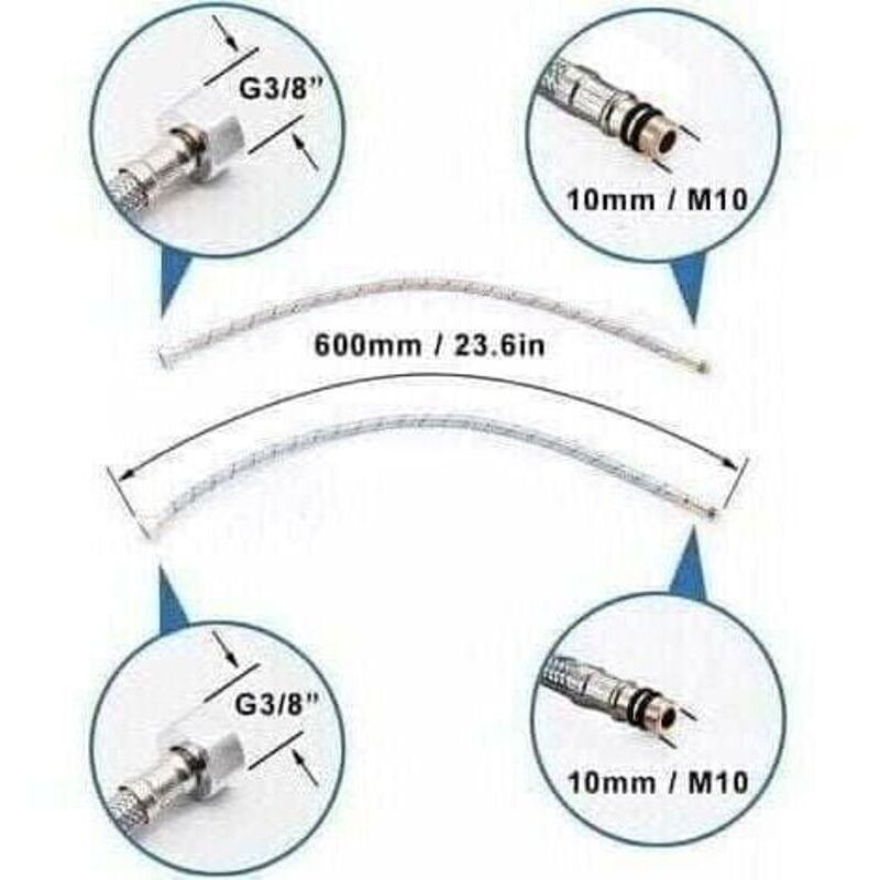 2 Pcs Universal G1 2 Tap Hose, Flexible SUS304 Stainless Steel Connection Hose for Hot and Cold Water Mixer Tap, Kitchen Sink, Bathroom, 600 mm