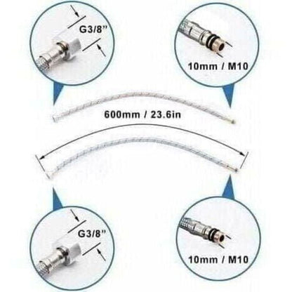 2 Pcs Universal G1 2 Tap Hose, Flexible SUS304 Stainless Steel Connection Hose for Hot and Cold Water Mixer Tap, Kitchen Sink, Bathroom, 600 mm