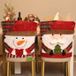 Santa & Snowman Christmas Chair Covers, 2 Pack Xmas Dining Chair Slipcovers, Plaid Fabric Chair Back Covers for Holiday Dinner Party Decor