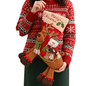 Snowman Riding Reindeer Christmas Stocking, Large Plush Hanging Gift Bag, Xmas Fireplace Mantel & Party Decoration