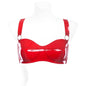 House Of Dasein Sexy Lingerie Women's Red Latex Bra Underwear With Metallic Rings - A