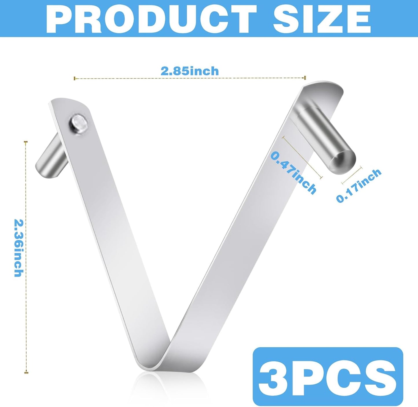3Pcs Pool Brush Clip V-Shaped Clip, Pool Pole Clips Pool Hooks for Poles, Stainless Steel Clips Double Pin Spring Button Clip for Brushes Skimmers Pool Net Swimming Pool Spa Brush