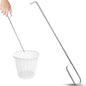 Pool Skimmer Basket Hook Tool, Stainless Steel Pool Skimmer Hook Extended Knee Protection Skimmer Basket Handle for Cleaning Swimming Pool Debris Skimmer Hook, Keep Your Hand Safe Skimmer Basket Hook