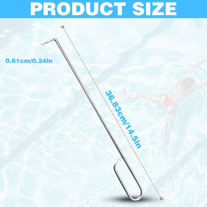 Pool Skimmer Basket Hook Tool, Stainless Steel Pool Skimmer Hook Extended Knee Protection Skimmer Basket Handle for Cleaning Swimming Pool Debris Skimmer Hook, Keep Your Hand Safe Skimmer Basket Hook