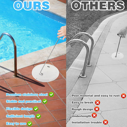 Pool Skimmer Basket Hook Tool, Stainless Steel Pool Skimmer Hook Extended Knee Protection Skimmer Basket Handle for Cleaning Swimming Pool Debris Skimmer Hook, Keep Your Hand Safe Skimmer Basket Hook